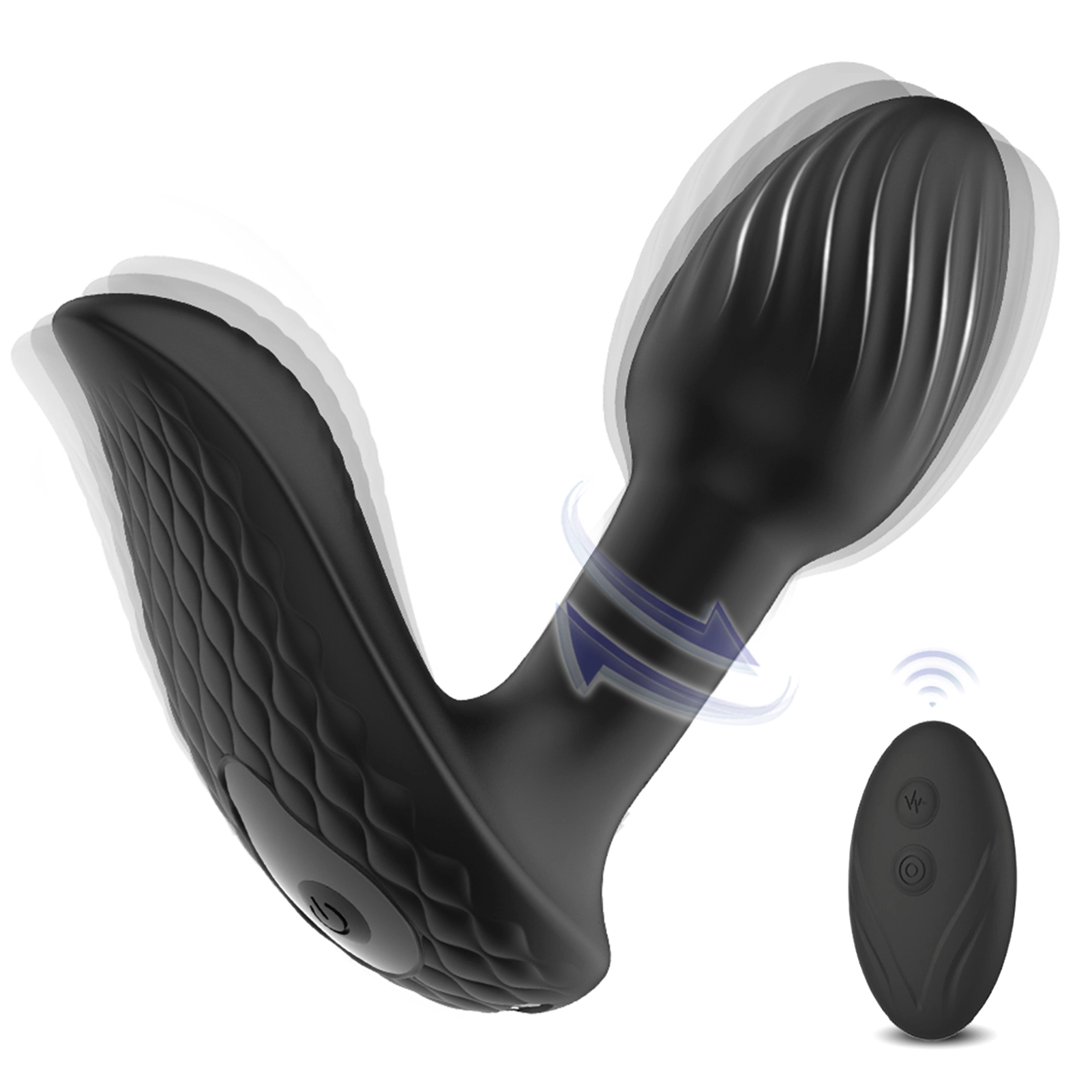 Fjärrstyrd silikonbuttplugg med 9 vibrations- och rotationslägen