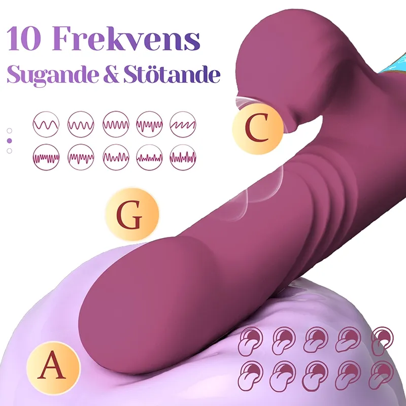 LED Skärm Sugande Värmande Stötande Vibrator