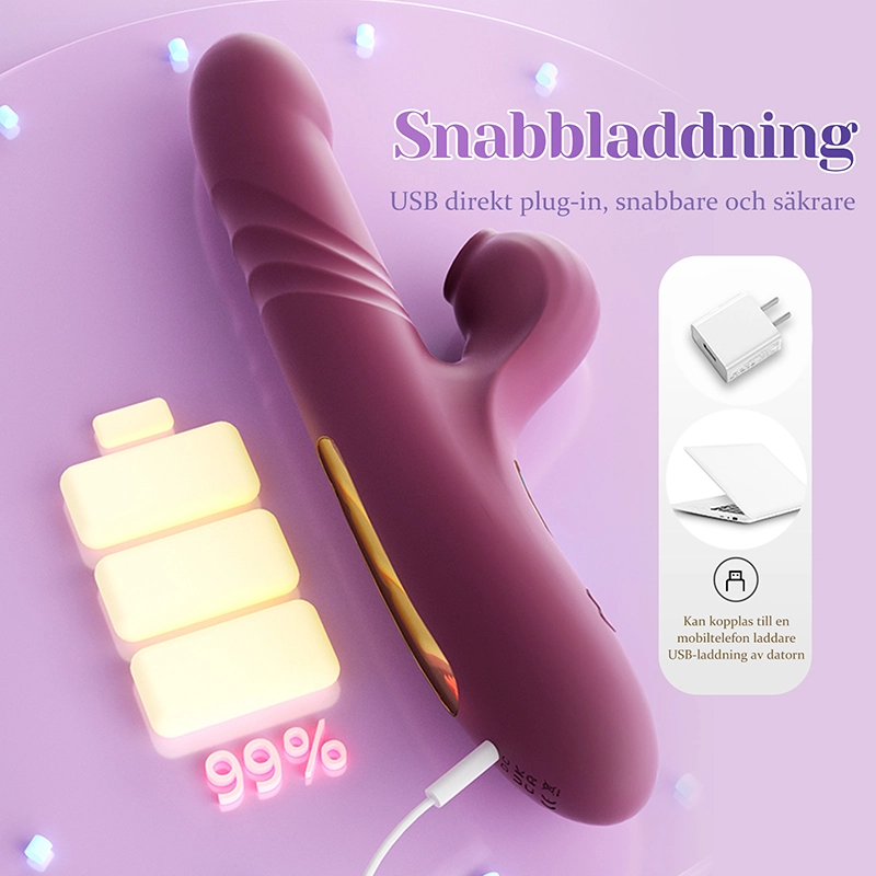 LED Skärm Sugande Värmande Stötande Vibrator