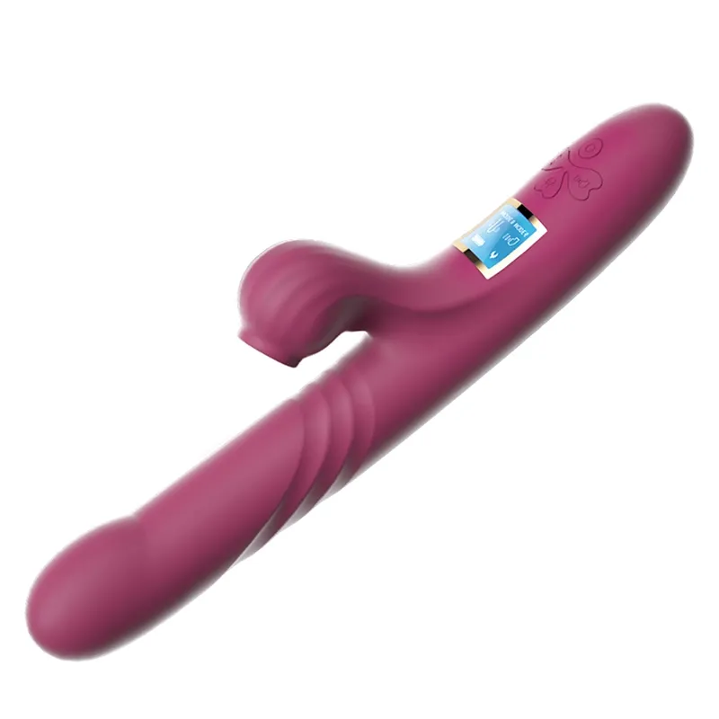 LED Skärm Sugande Värmande Stötande Vibrator
