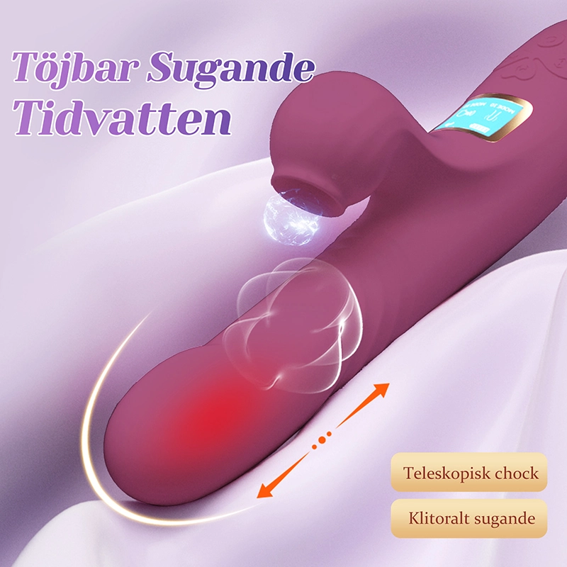 LED Skärm Sugande Värmande Stötande Vibrator