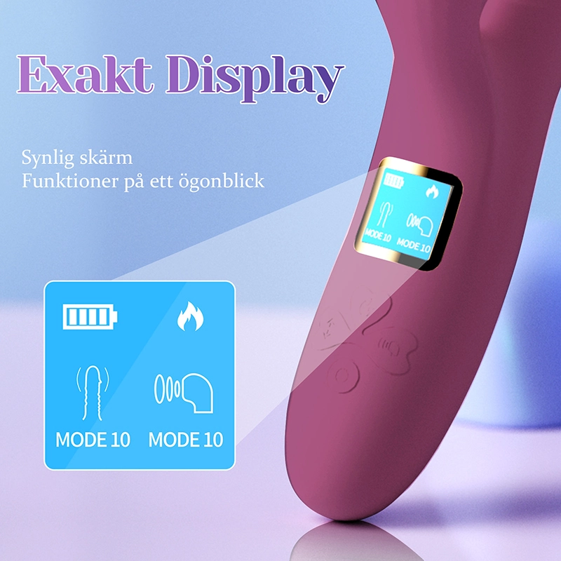 LED Skärm Sugande Värmande Stötande Vibrator