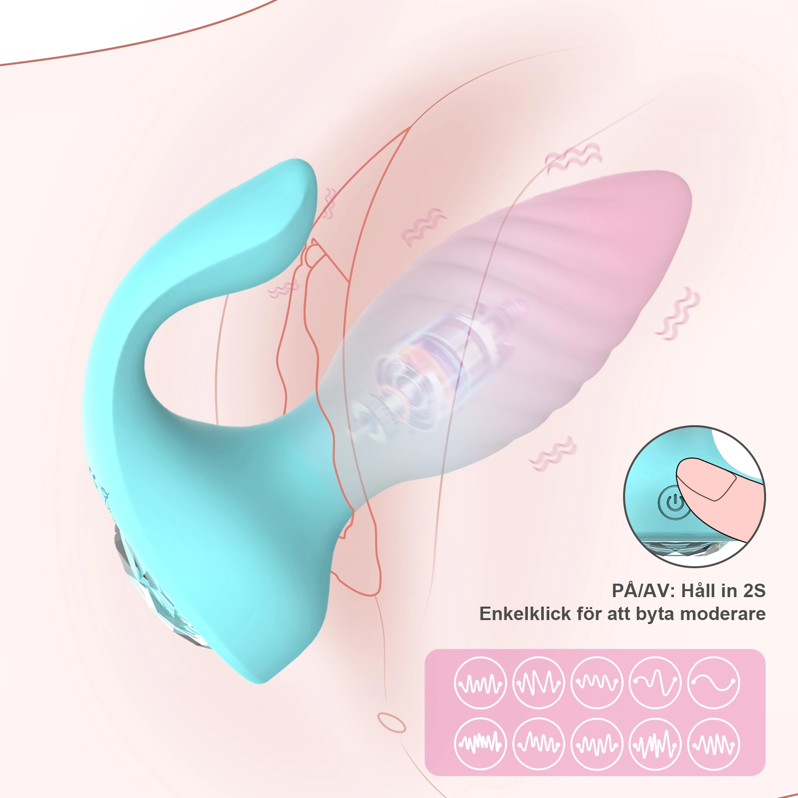 Anal- och klitorisstimulator med 10 vibrationslägen och fjärrkontroll