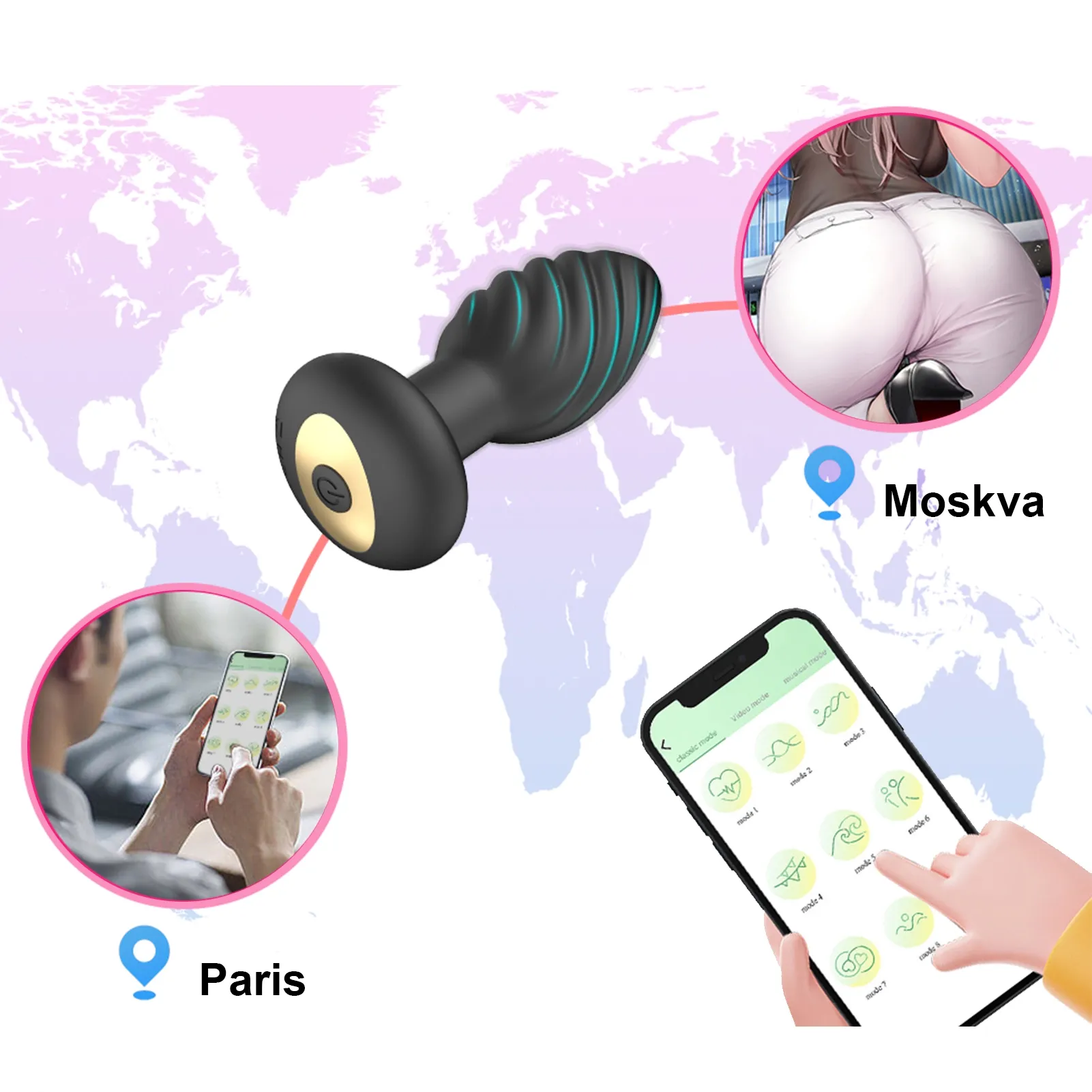 Silikonbuttplugg med 10 vibrationslägen och trådlös fjärrkontroll, enkel att använda.