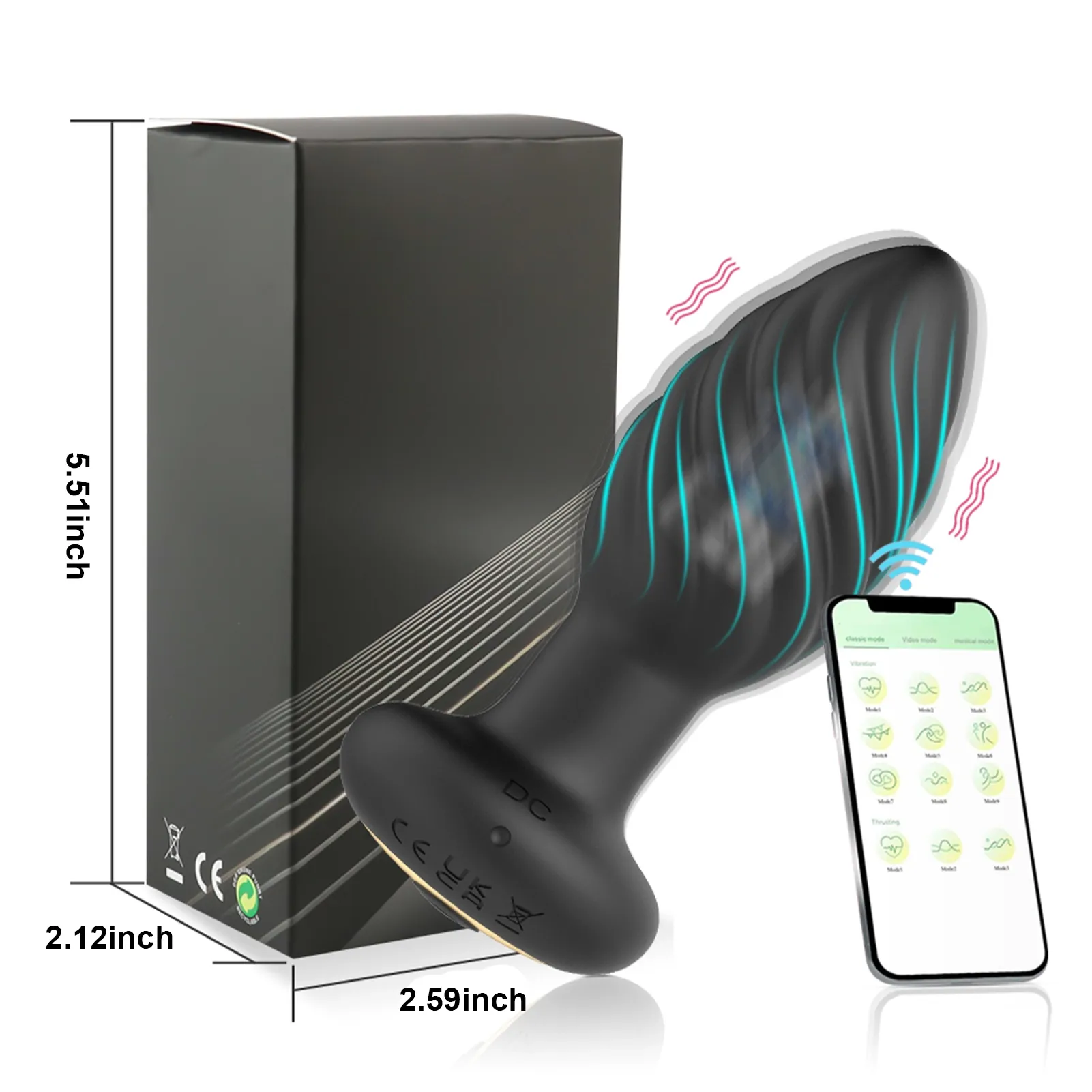 Silikonbuttplugg med 10 vibrationslägen och trådlös fjärrkontroll, enkel att använda.