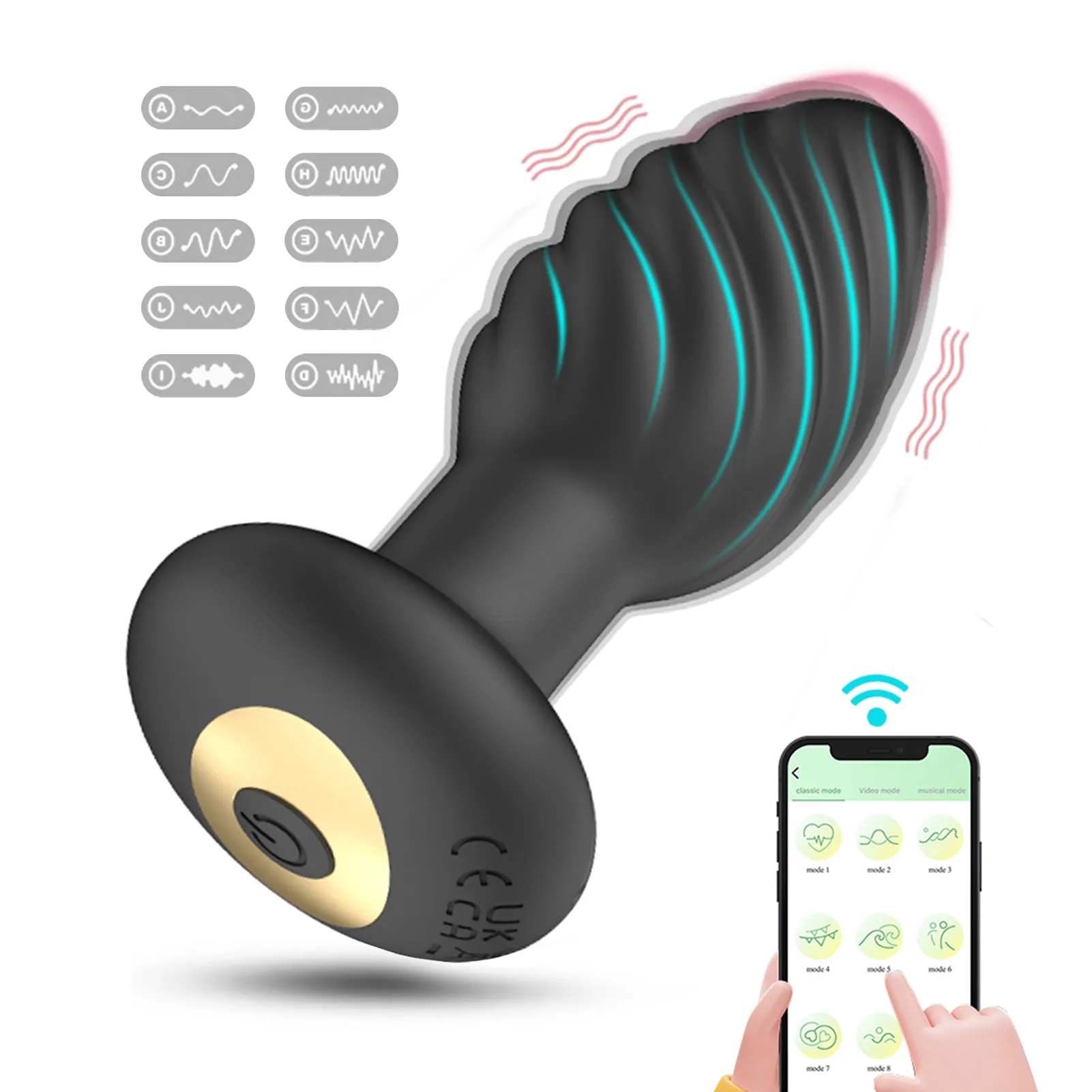 Silikonbuttplugg med 10 vibrationslägen och trådlös fjärrkontroll, enkel att använda.