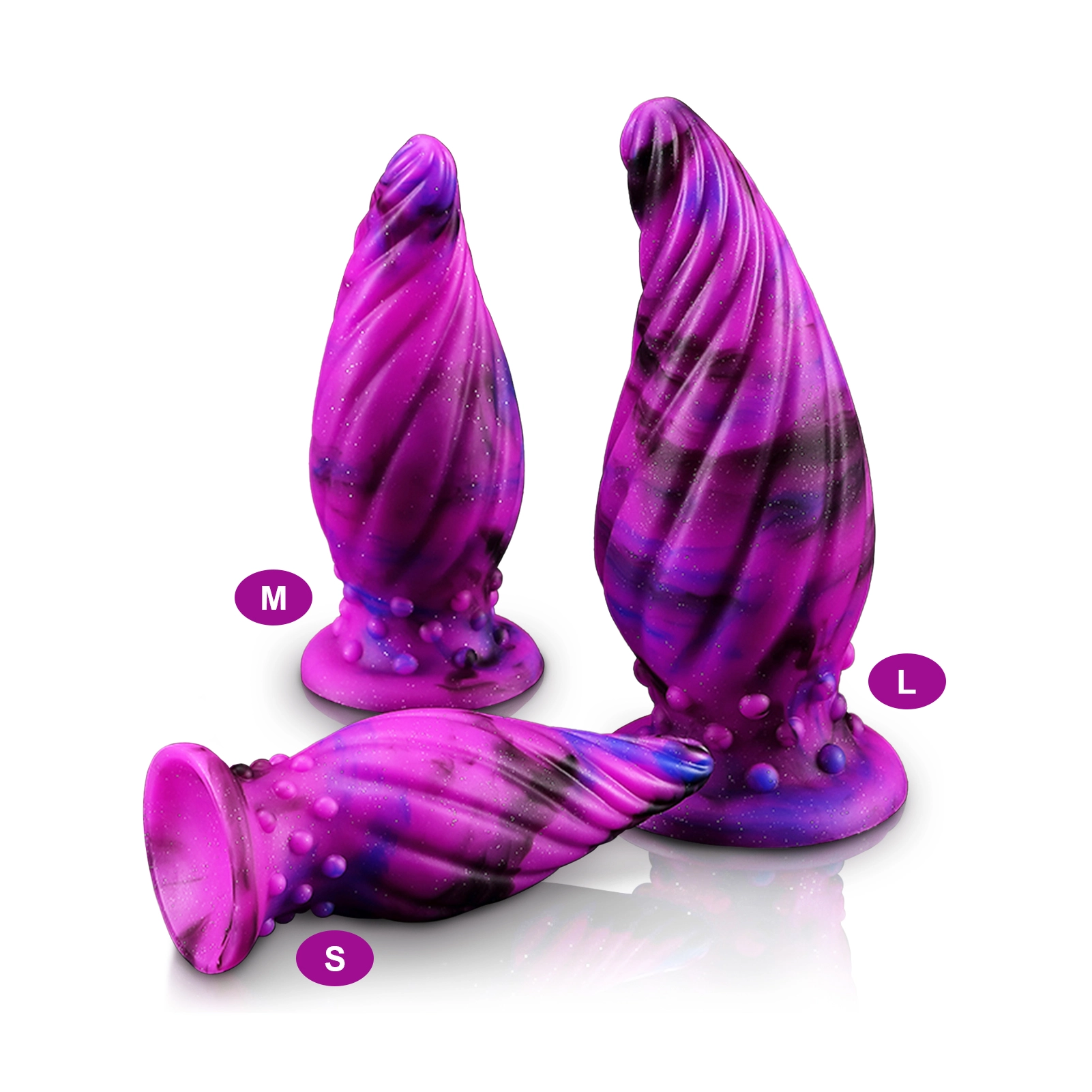 3 Delars 3 Storlekar Lila Silikon Buttplugg Set