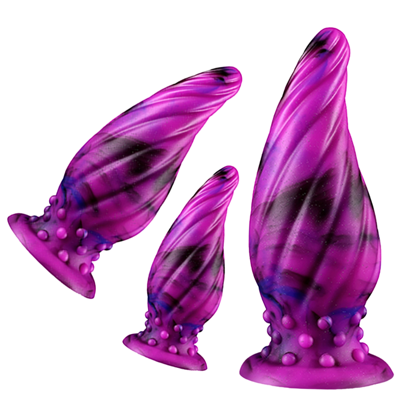 3 Delars 3 Storlekar Lila Silikon Buttplugg Set