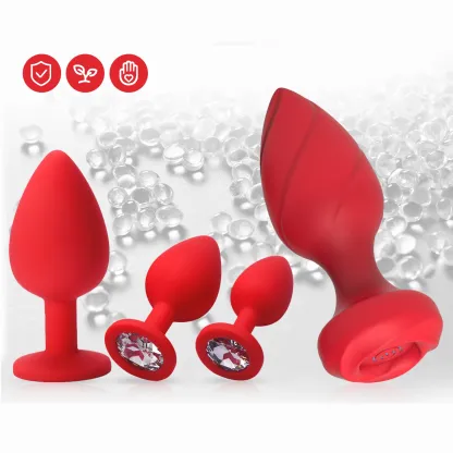 4-delars buttpluggset med fjärrkontroll och 10 vibrationslägen