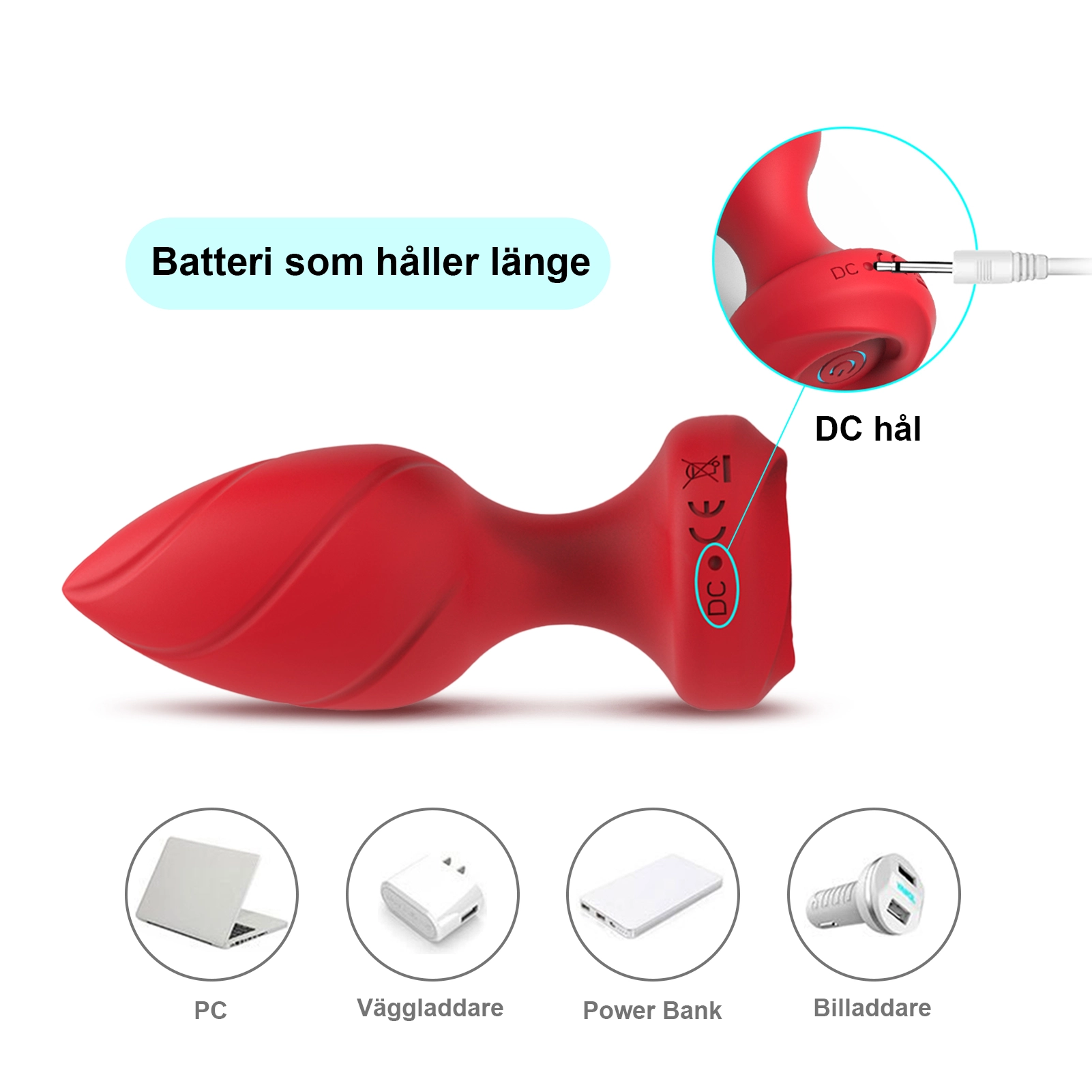 4-delars buttpluggset med fjärrkontroll och 10 vibrationslägen
