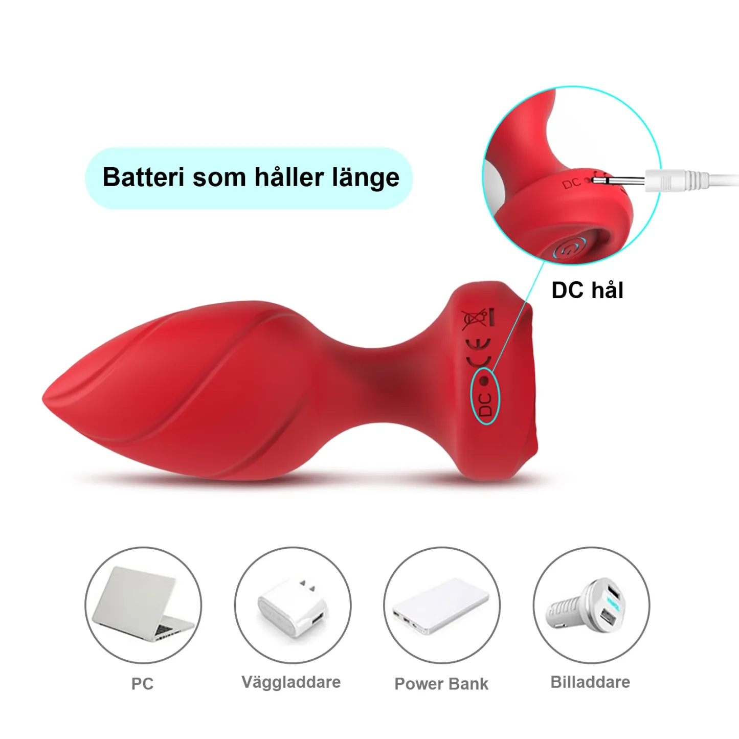 4-delars buttpluggset med fjärrkontroll och 10 vibrationslägen