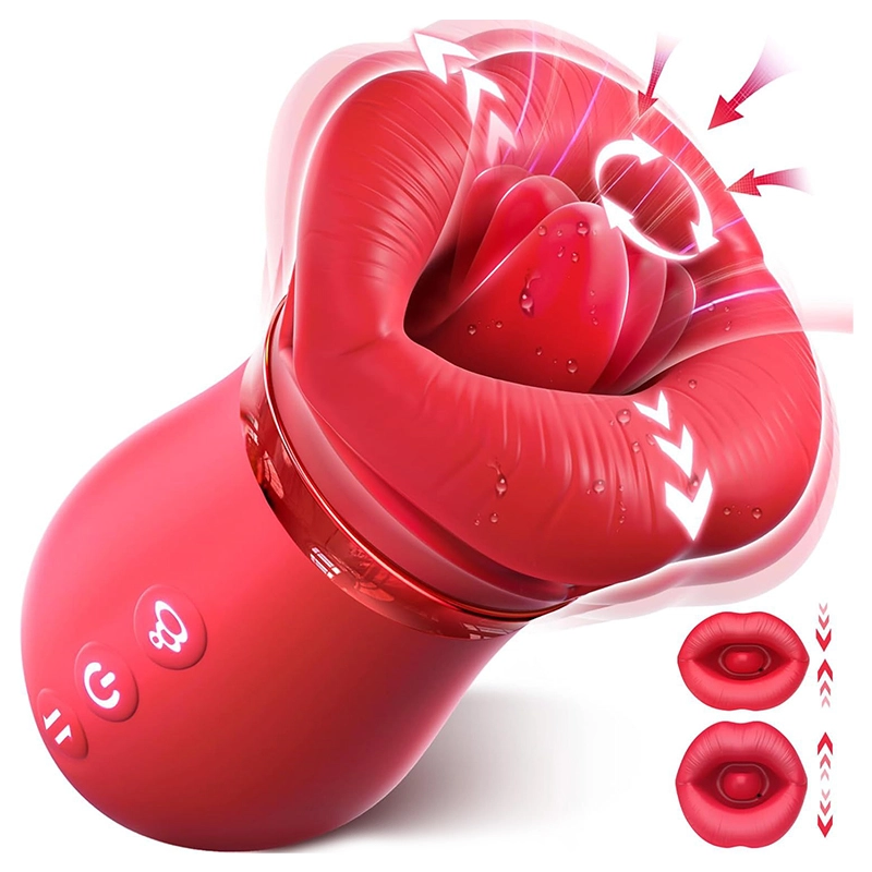 Laddningsbar Silikon Vibrator Med Tunga Sugningsfunktion