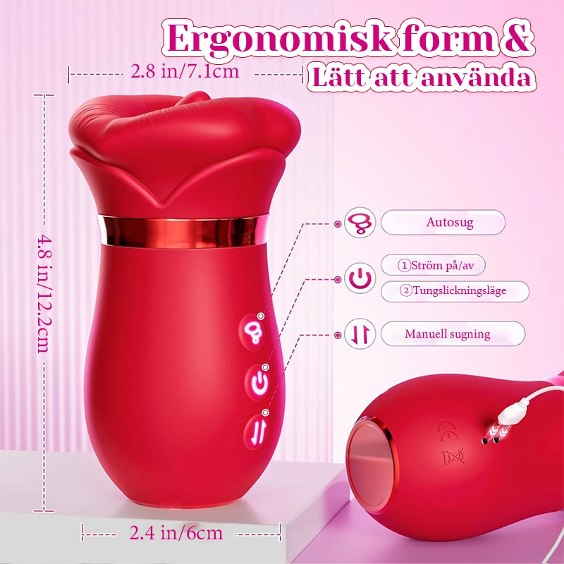 Laddningsbar Silikon Vibrator Med Tunga Sugningsfunktion