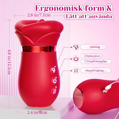 Laddningsbar Silikon Vibrator Med Tunga Sugningsfunktion