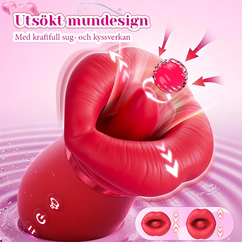 Laddningsbar Silikon Vibrator Med Tunga Sugningsfunktion