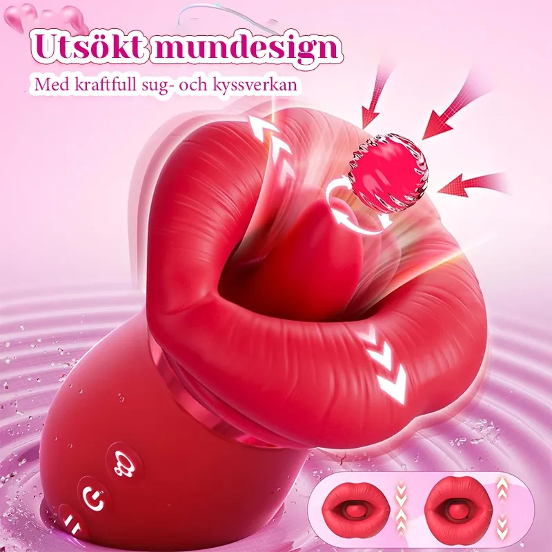 Laddningsbar Silikon Vibrator Med Tunga Sugningsfunktion