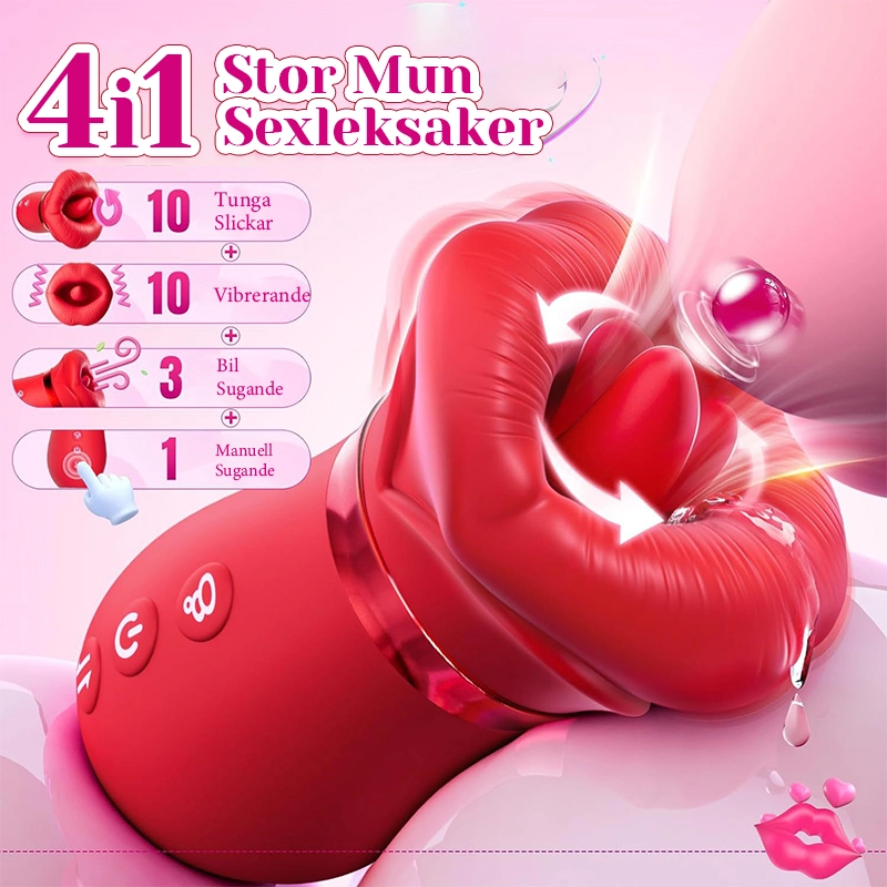 Laddningsbar Silikon Vibrator Med Tunga Sugningsfunktion