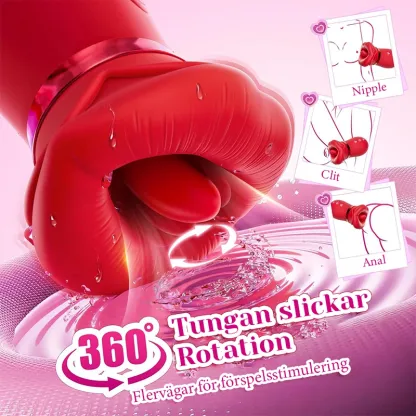 Laddningsbar Silikon Vibrator Med Tunga Sugningsfunktion