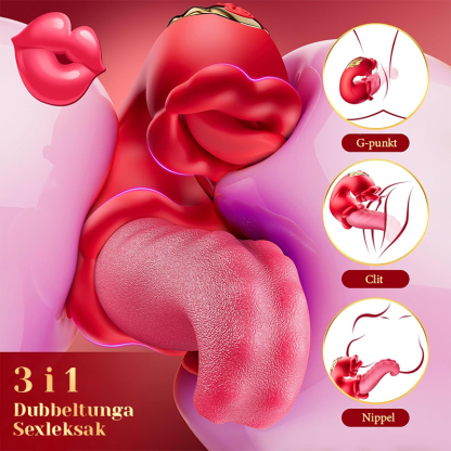 3-i-1 Stark Tunga Vibrator Med Slick & Svängfunktion