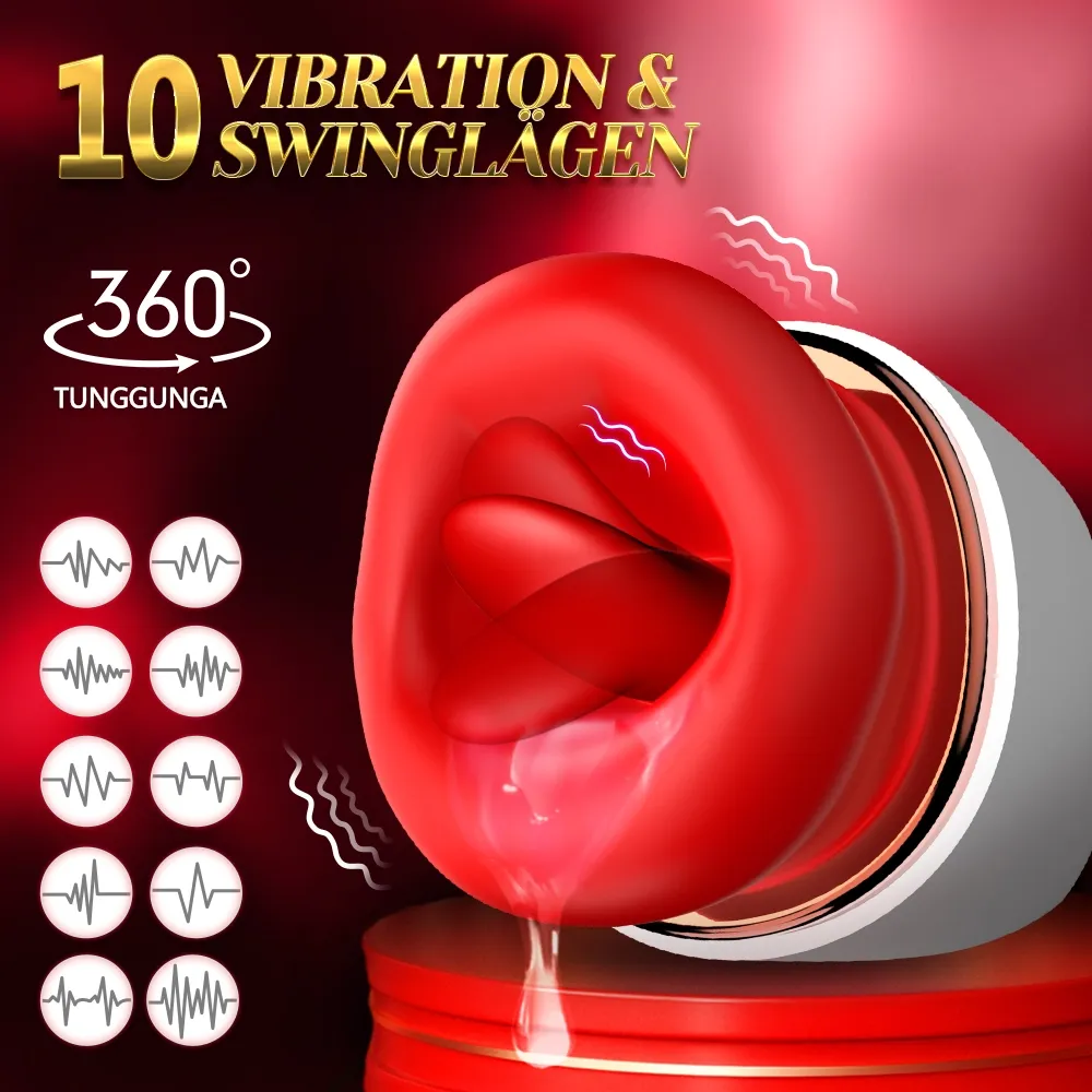 Tunga Vibrator Med 10 Vibrationer & Slick Sväng Lägen