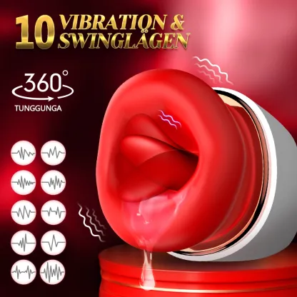 Tunga Vibrator Med 10 Vibrationer & Slick Sväng Lägen