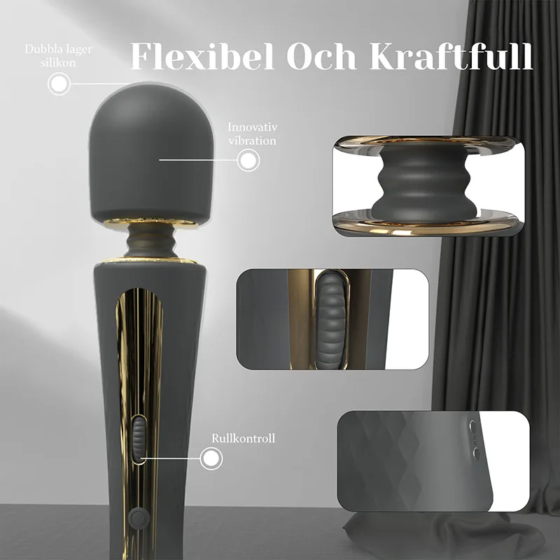 7 Vibrationslägen Rullreglage Silikon Uppladdningsbar Stav Vibrator