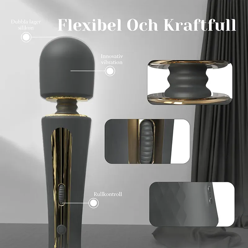 7 Vibrationslägen Rullreglage Silikon Uppladdningsbar Stav Vibrator