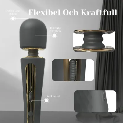 7 Vibrationslägen Rullreglage Silikon Uppladdningsbar Stav Vibrator