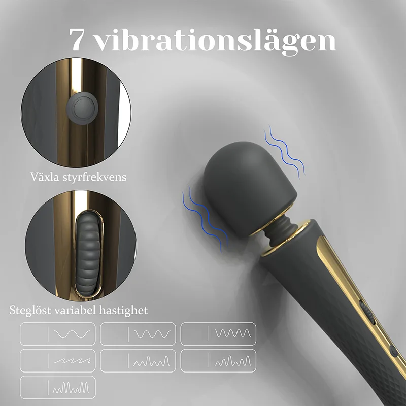 7 Vibrationslägen Rullreglage Silikon Uppladdningsbar Stav Vibrator
