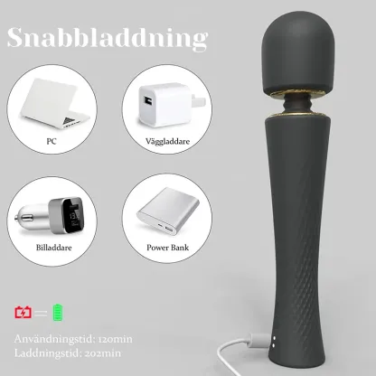 7 Vibrationslägen Rullreglage Silikon Uppladdningsbar Stav Vibrator
