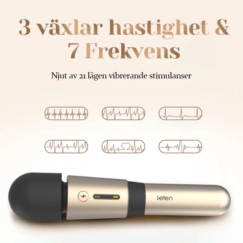 3 Växlad Hastighet & 7 Frekvent Vibrerande Laddningsbar Stav Vibrator