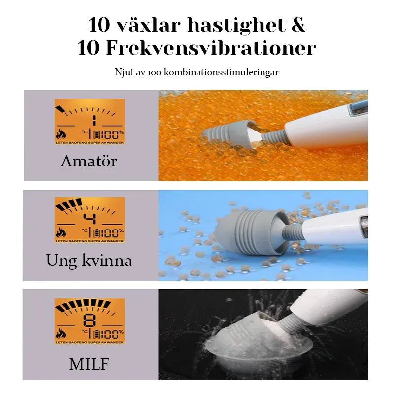 LCD Display Deluxe Laddningsbar Stav Vibrator