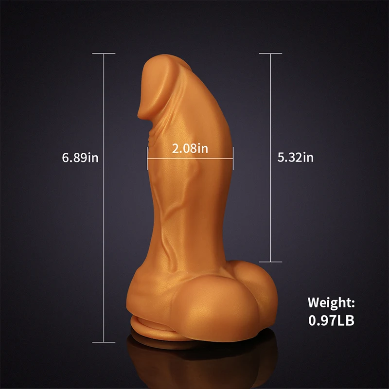 6.8-9.05 tum ultralivlig gul liquid silikon stor sugkopp dildo