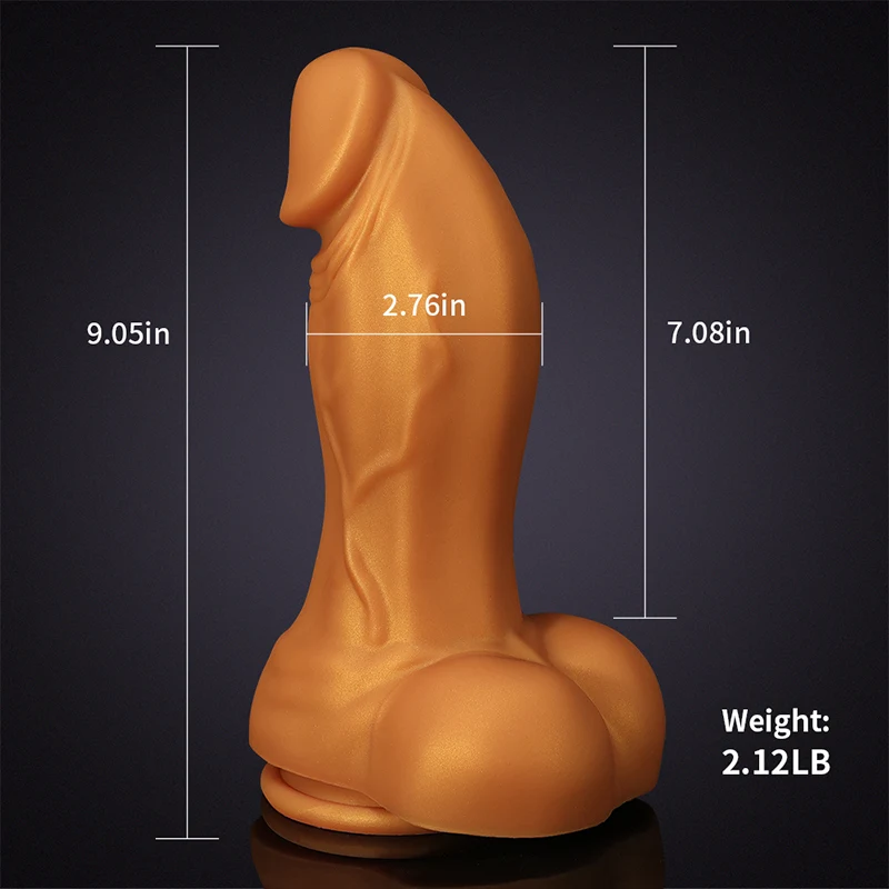 6.8-9.05 tum ultralivlig gul liquid silikon stor sugkopp dildo