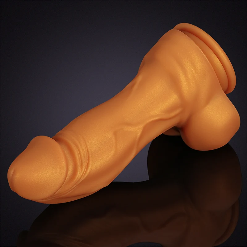 6.8-9.05 tum ultralivlig gul liquid silikon stor sugkopp dildo
