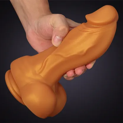 6.8-9.05 tum ultralivlig gul liquid silikon stor sugkopp dildo