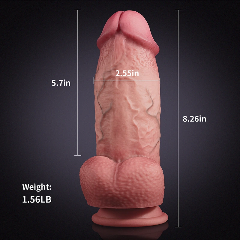8,26-tums verklighetstrogen dildo i tjockt flytande silikon