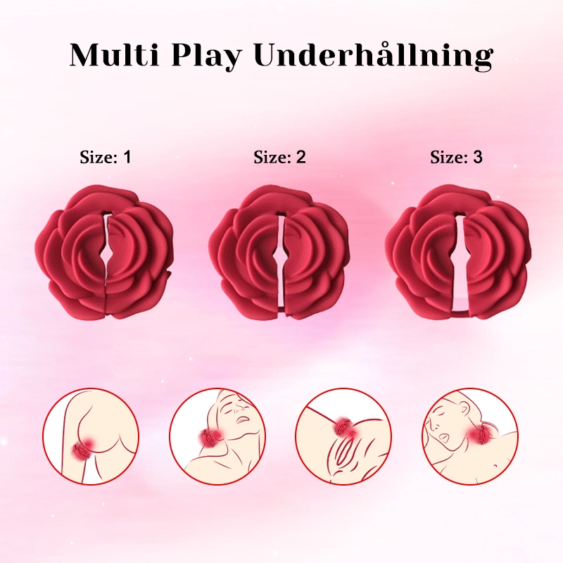 Bärbar rosformad nippelvibrator - Justerbar magnetisk klämma