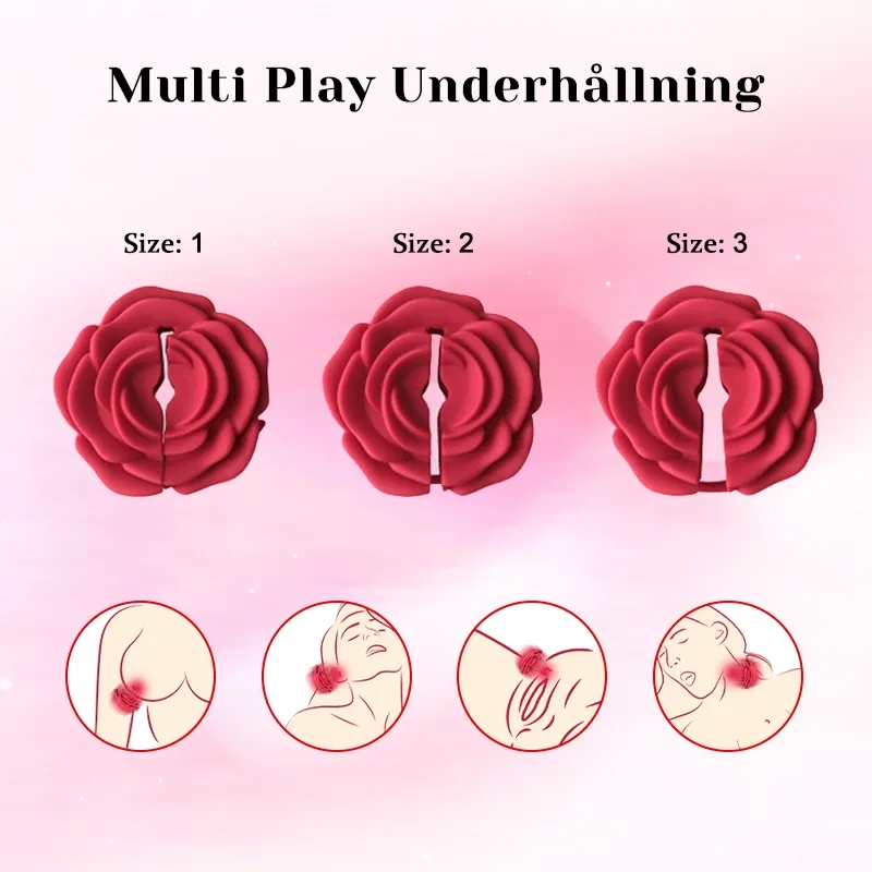 Bärbar rosformad nippelvibrator - Justerbar magnetisk klämma