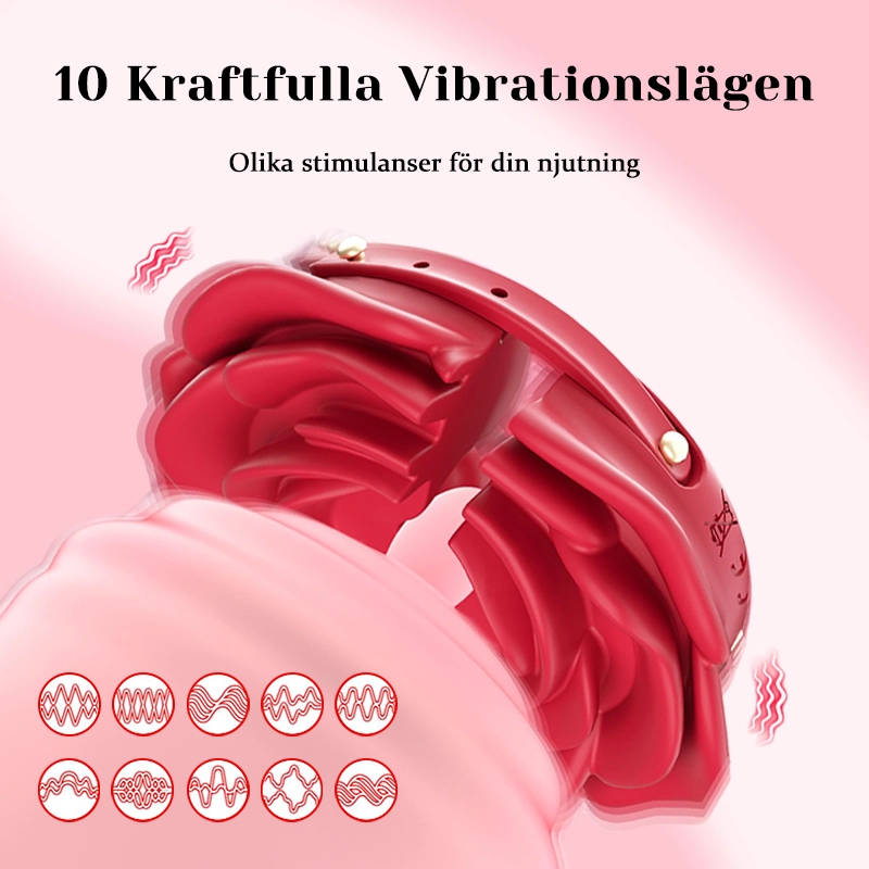 Bärbar rosformad nippelvibrator - Justerbar magnetisk klämma