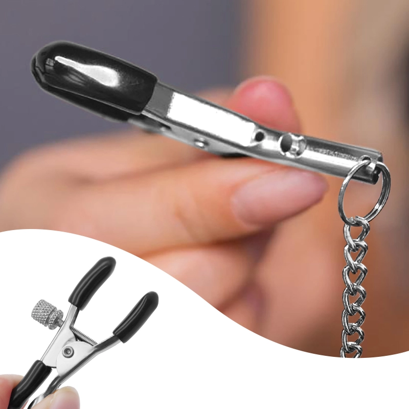 Kinky nippelklämmor med metallkedja - nöjesverktyg för par