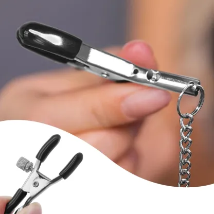Kinky nippelklämmor med metallkedja - nöjesverktyg för par