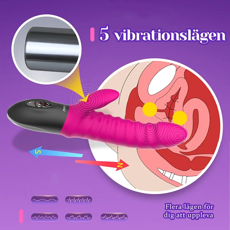 Vibrator Med 5 Lägen, Silikon, Värmning Och Stötande Funktion