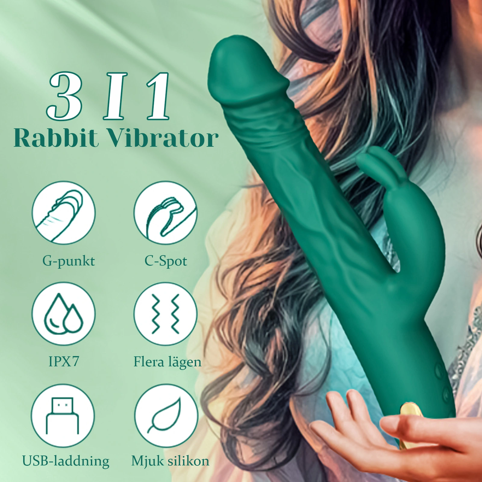 3-i-1 Kraftfull Vibrerande Och Stötande Vibrator