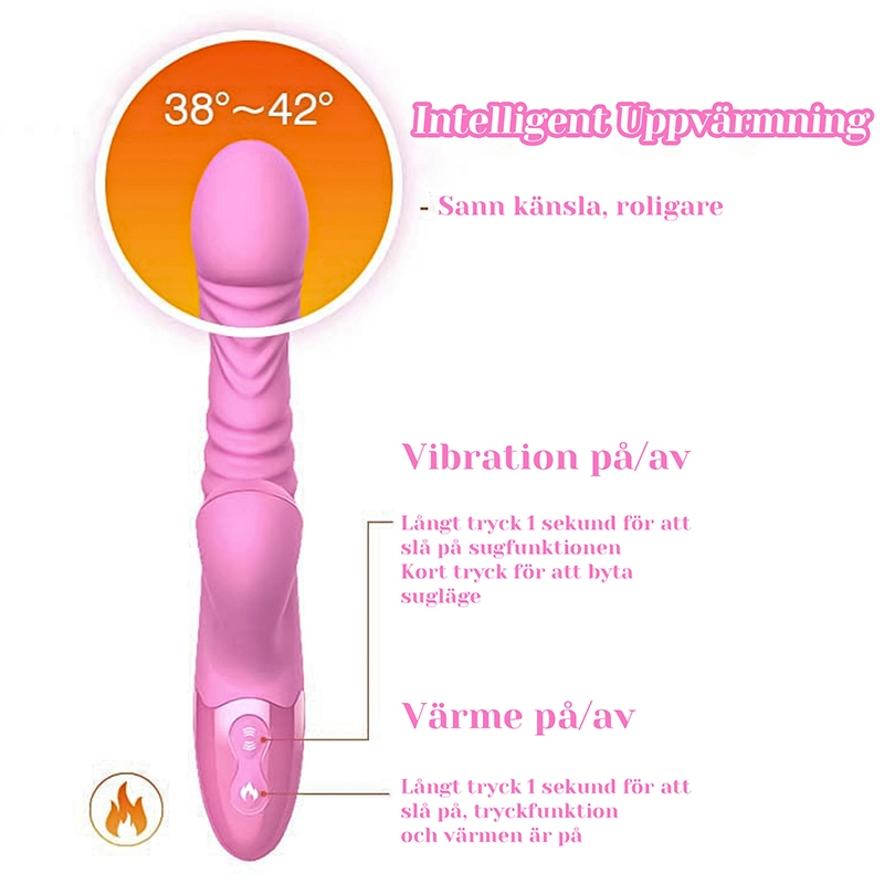 3-i-1 Teleskopisk & Vibration Sugande Stötande Vibrator
