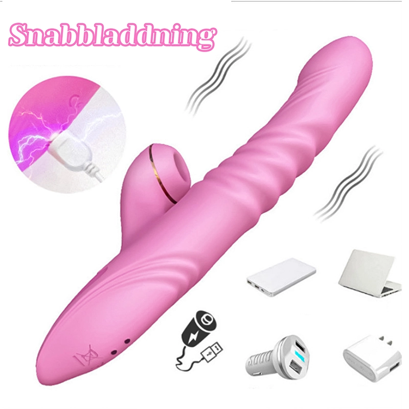 3-i-1 Teleskopisk & Vibration Sugande Stötande Vibrator