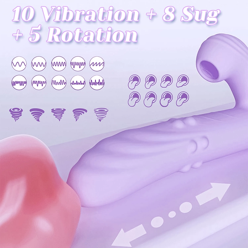 3-i-1 Sugande Rotations Silikon Stötande Vibrator