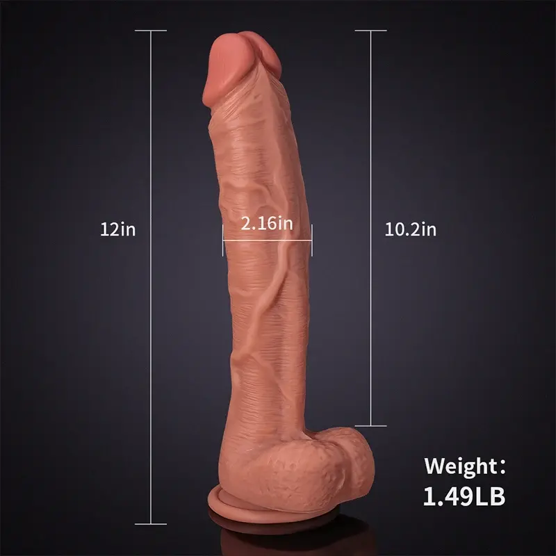 12 tum super realistisk texturerad skaft silikon dildo