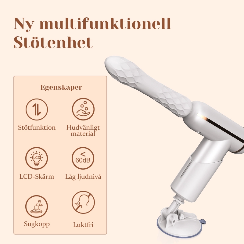 Portabel Sexmaskin Med Stötfunktion Och 4 Massagerhuvuden