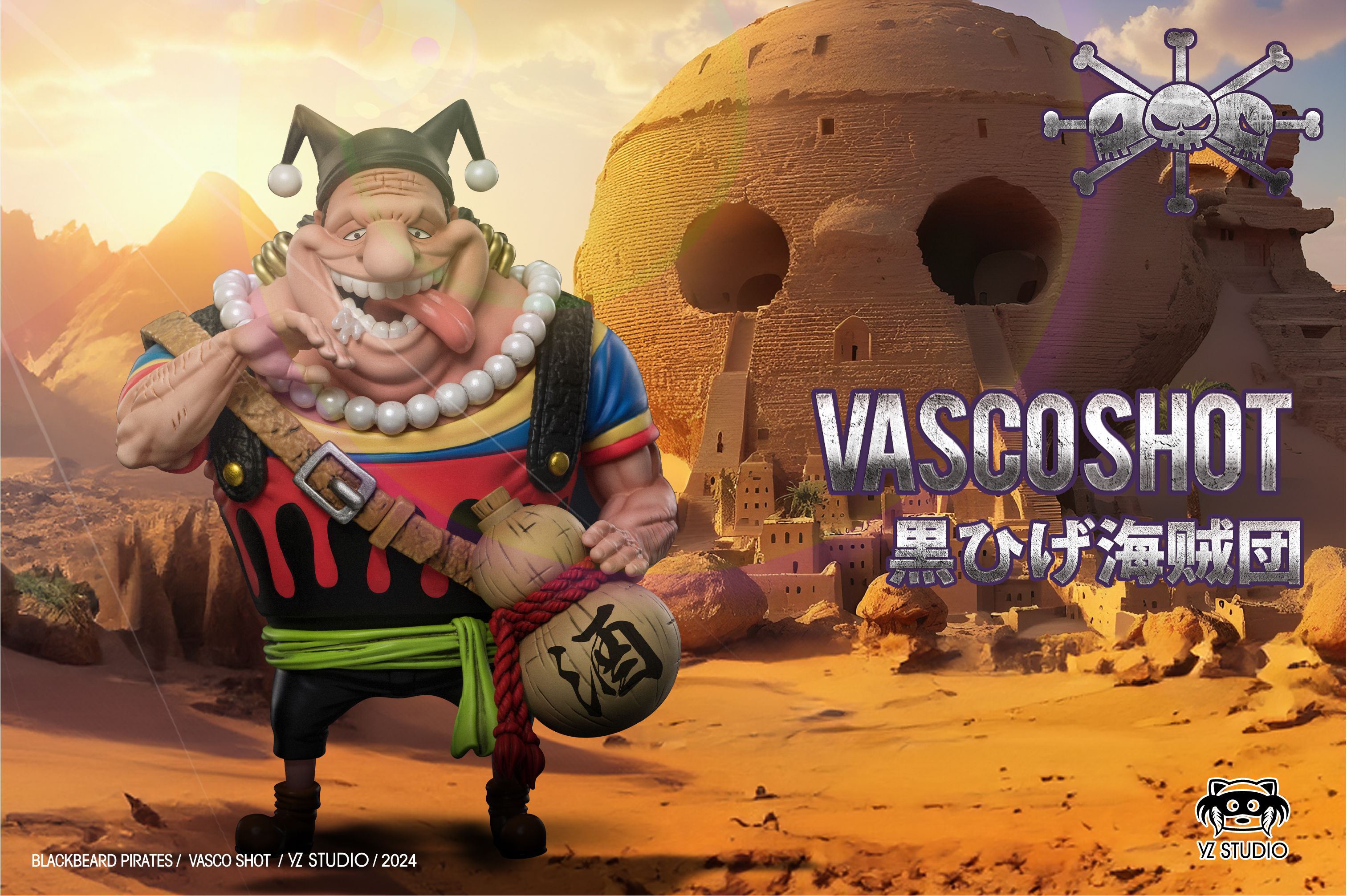 Pre-order YZ New World Blackbeard Pirates Drunkard, Basque One Piece GK Statue Handmade Model